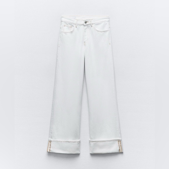 Zara Denim - White Wide Legged Cuffed Jeans | Zara NWT
